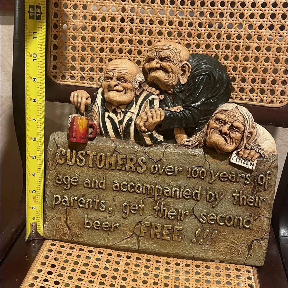 Humorous Beer Sign with Elderly Figures